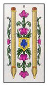 Two of Wands Tarot card in Angel Tarot deck