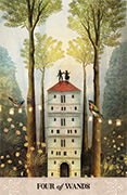 Four of Wands Tarot card in Tarot of Mystical Moments deck