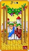 Four of Wands Tarot card in 8-Bit Tarot deck