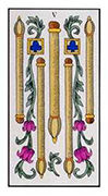Five of Wands Tarot card in Angel Tarot deck