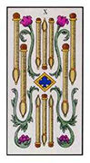 Ten of Wands Tarot card in Angel Tarot deck