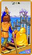 Six of Swords Tarot card in 8-Bit Tarot deck