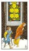 Five of Coins Tarot card in Universal Waite deck